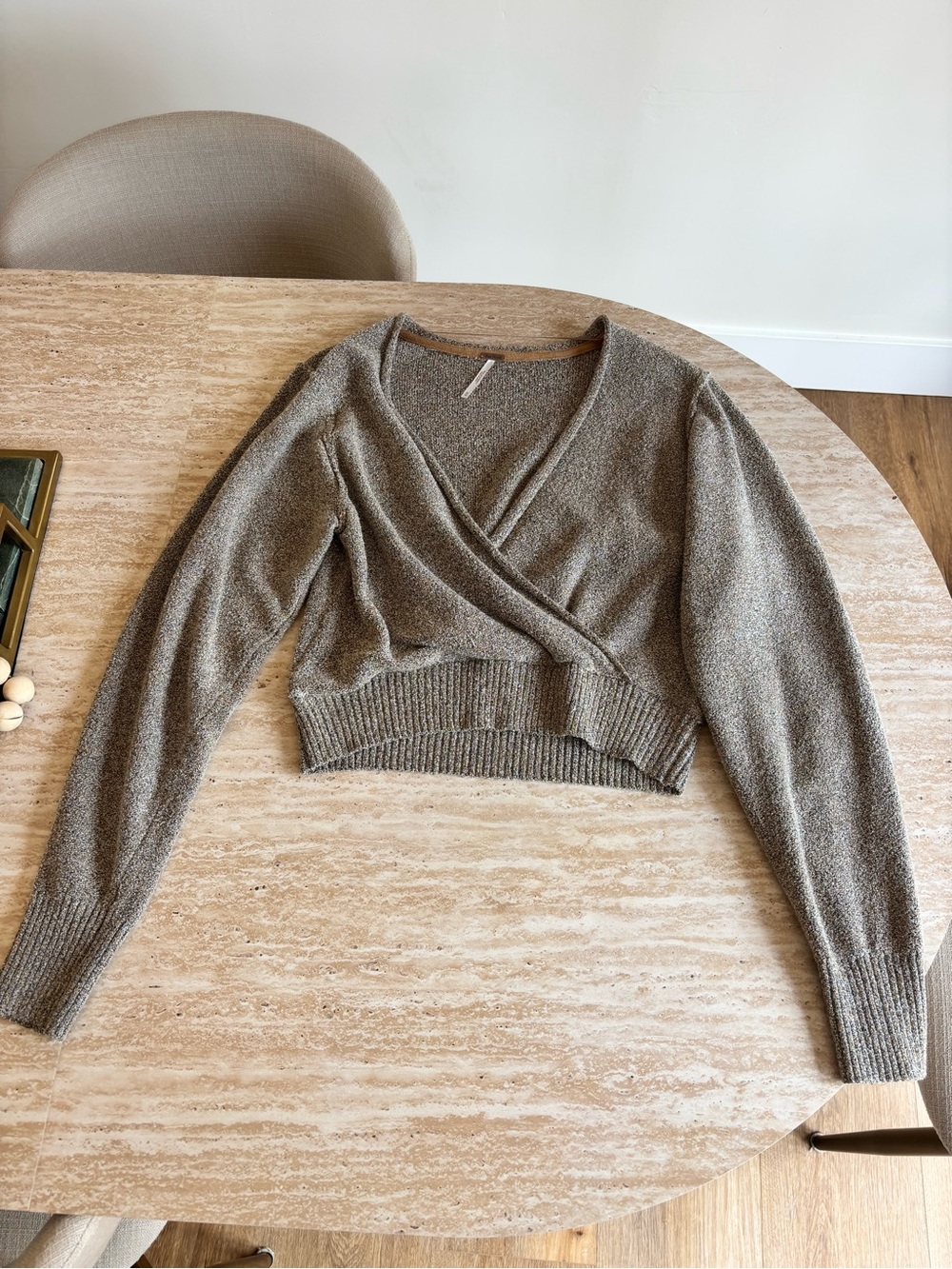 Free People Going For The Gold Top Wrap Sweater in Size Medium - Picture 3 of 7